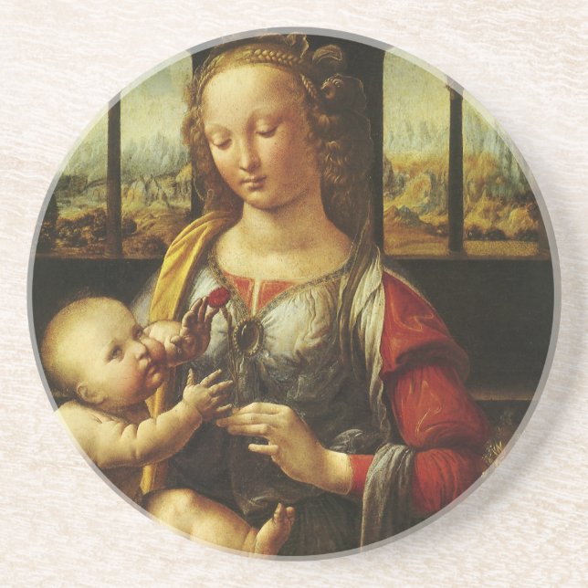 Leonardo da Vinci's Madonna of the Carnation Coaster (Front)