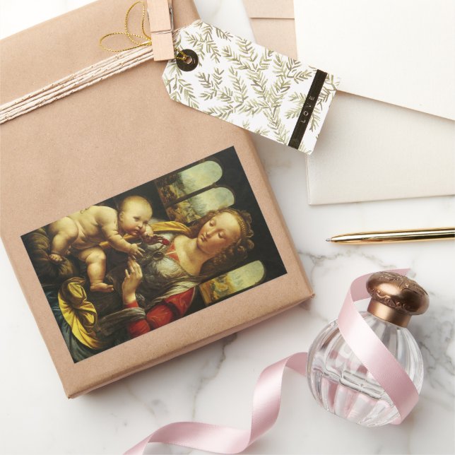 Leonardo da Vinci's Madonna of the Carnation Rectangular Sticker (Gifting)