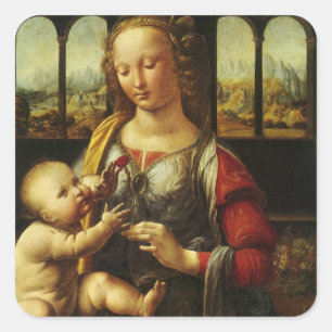 Leonardo da Vinci's Madonna of the Carnation Square Sticker