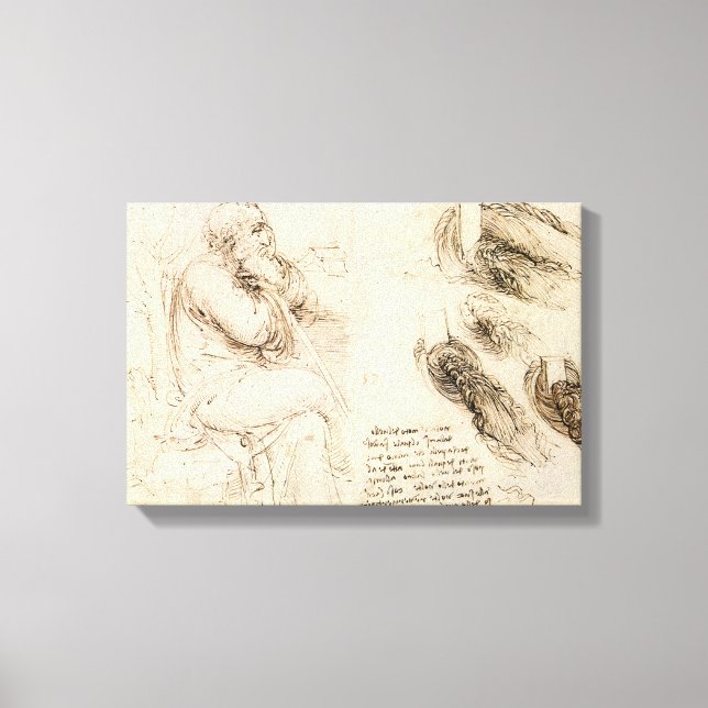 Leonardo da Vinci's Old Man and Water Sketch Canvas Print (Front)