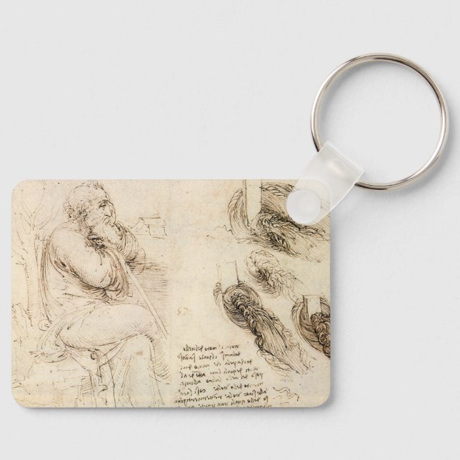 Leonardo da Vinci's Old Man and Water Sketch Key Ring (Front)