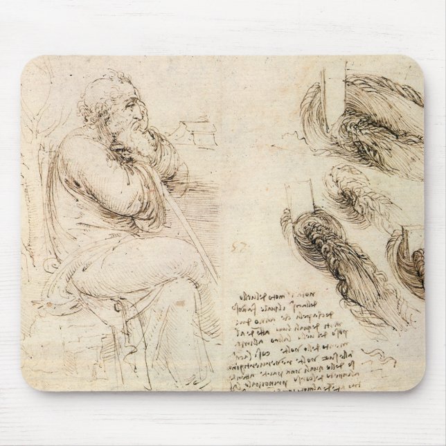 Leonardo da Vinci's Old Man and Water Sketch Mouse Mat (Front)