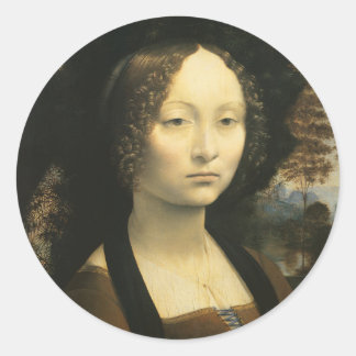 Leonardo da Vinci's Portrait of Ginevra Benci Classic Round Sticker