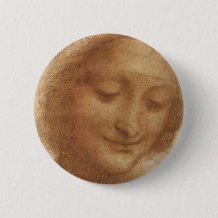 Leonardo da Vinci's Portrait of Saint Anne Study 6 Cm Round Badge