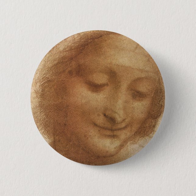 Leonardo da Vinci's Portrait of Saint Anne Study 6 Cm Round Badge (Front)