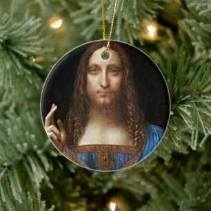 Leonardo da Vinci's Salvator Mundi Ceramic Tree Decoration