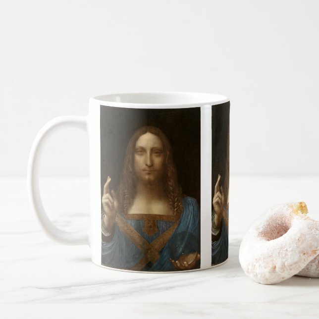 Leonardo da Vinci's Salvator Mundi (Jesus Christ) Coffee Mug (With Donut)