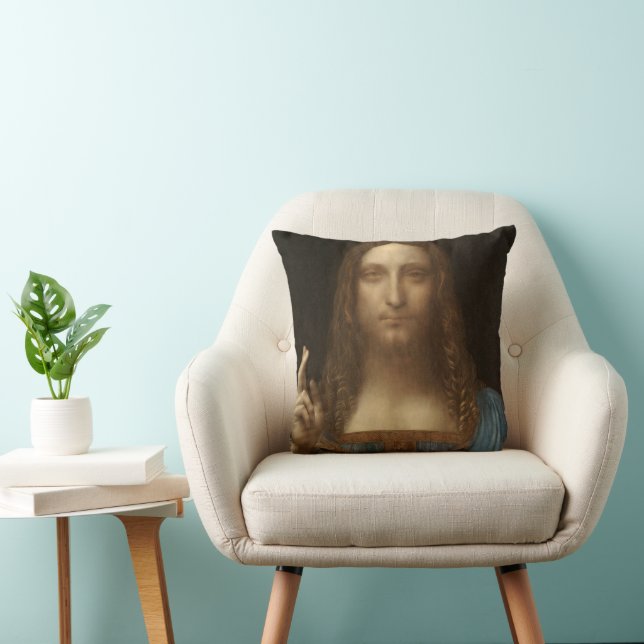 Leonardo da Vinci's Salvator Mundi (Jesus Christ) Cushion (Chair)