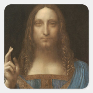 Leonardo da Vinci's Salvator Mundi (Jesus Christ) Square Sticker