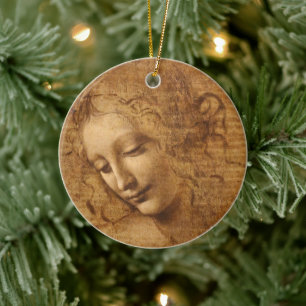 Leonardo da Vinci's Scapigliata, Head of a Woman Ceramic Tree Decoration