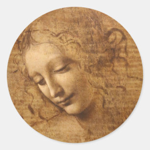 Leonardo da Vinci's Scapigliata, Head of a Woman Classic Round Sticker