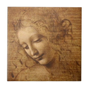 Leonardo da Vinci's Scapigliata, Head of a Woman Tile