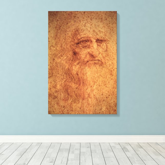 Leonardo da Vinci's Self Portrait, Renaissance Art Canvas Print (Insitu(Wood Floor))