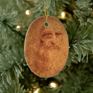 Leonardo da Vinci's Self Portrait, Renaissance Art Ceramic Tree Decoration