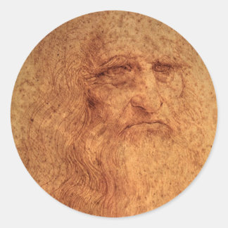 Leonardo da Vinci's Self Portrait, Renaissance Art Classic Round Sticker