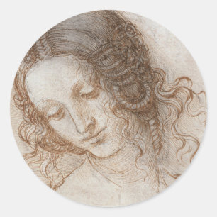 Leonardo da Vinci's Study of the Head of Leda Classic Round Sticker