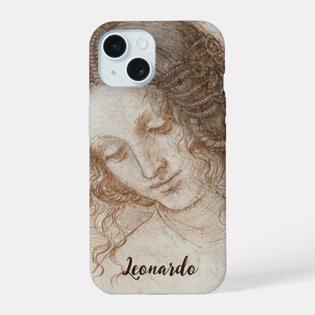 Leonardo da Vinci's Study of the Head of Leda iPhone 15 Case (Back)