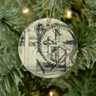 Leonardo da Vinci's Treadmill Powered Crossbow Ceramic Tree Decoration