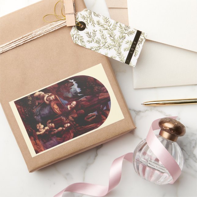 Leonardo da Vinci's Virgin (Madonna) of the Rocks Rectangular Sticker (Gifting)