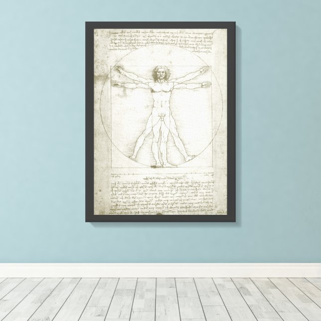 Leonardo da Vinci's Vitruvian Man Canvas Print (Insitu(Wood Floor))
