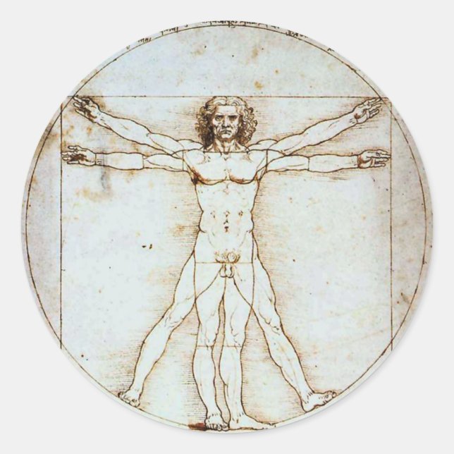 Leonardo da Vinci's Vitruvian Man Classic Round St Sticker (Front)