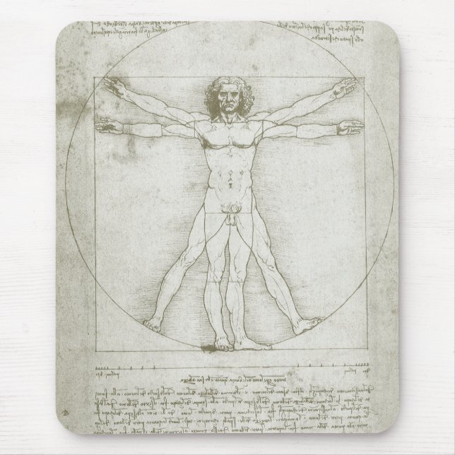 Leonardo da Vinci's Vitruvian Man Mouse Mat (Front)