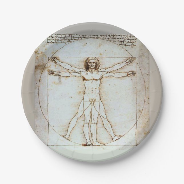 Leonardo da Vinci's Vitruvian Man Paper Plate (Front)