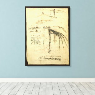 Leonardo da Vinci's Wing on Flying Machine Sketch Canvas Print