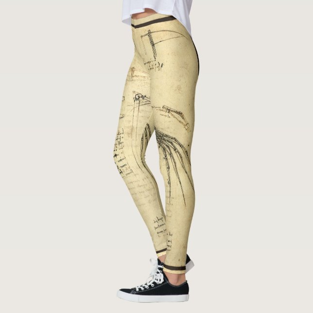 Leonardo da Vinci's Wing on Flying Machine Sketch Leggings (Left)