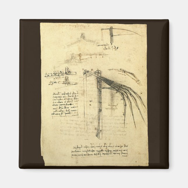 Leonardo da Vinci's Wing on Flying Machine Sketch Magnet (Front)