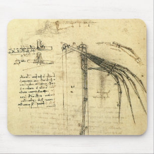 Leonardo da Vinci's Wing on Flying Machine Sketch Mouse Mat