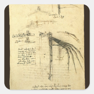 Leonardo da Vinci's Wing on Flying Machine Sketch Square Sticker
