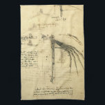 Leonardo da Vinci's Wing on Flying Machine Sketch Tea Towel<br><div class="desc">Wing of a Flying Machine (c. 1480) by artist Leonardo da Vinci (1452-1519) is a vintage Renaissance Era fine art engineering painting. A drawing featuring the detail of a wing section of an aircraft. Great design for a pilot or a science geek. Sketch from one of Leonardo da Vinci's many...</div>