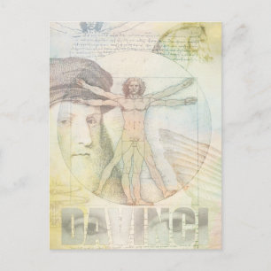 Leonardo DaVinci Vitruvian Man Collage Postcard