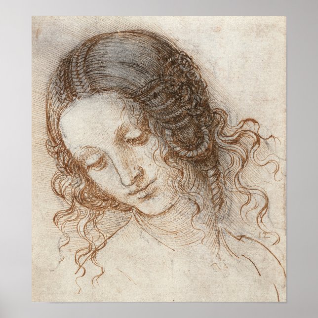 Leonardo Head of Woman Drawing Poster (Front)