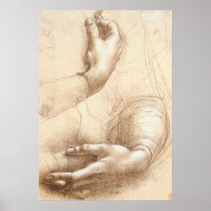 LEONARDO Leonardo da Vinci HANDS Study of hands Poster