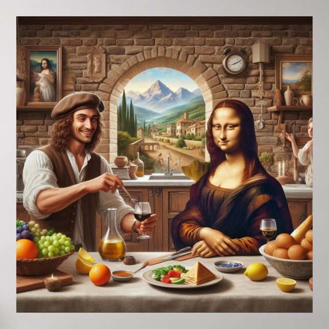 Leonardo Making Dinner For Mona Lisa Poster (Front)