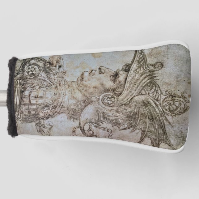 Leonardo’s Helmeted Warrior  Golf Head Cover (Front)