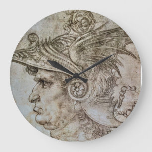 Leonardo’s Helmeted Warrior  Large Clock