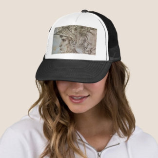 Leonardo’s Helmeted Warrior Trucker Hat