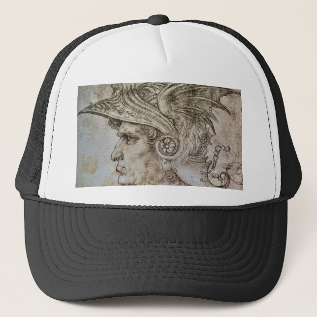 Leonardo’s Helmeted Warrior Trucker Hat (Front)