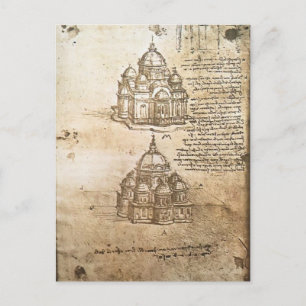 Leonardo Vinci- Studies of central plan buildings Postcard