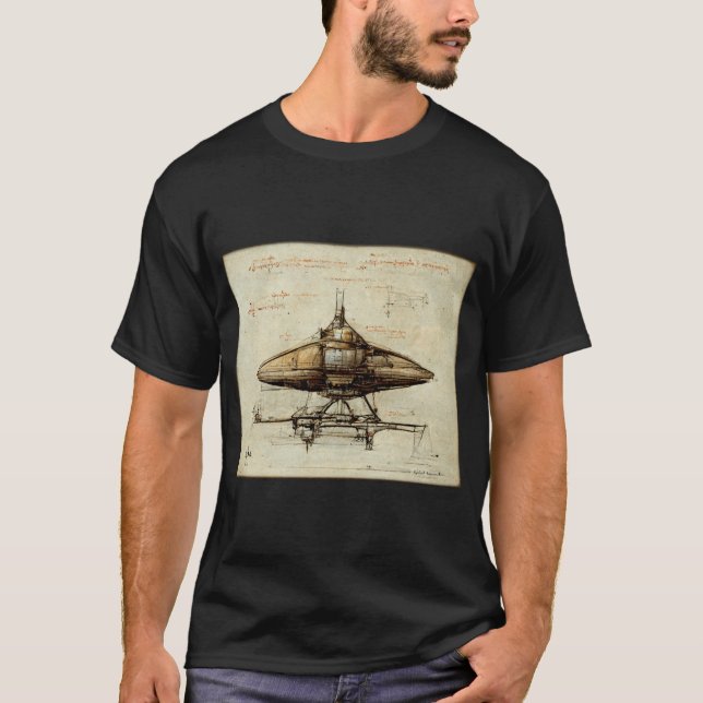 Leonardo's Spaceship Basic Dark T-Shirt  (Front)