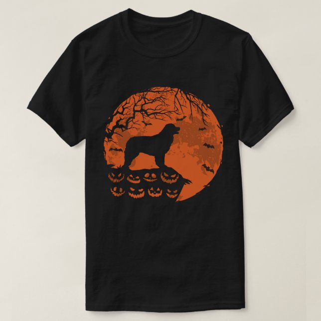 Leonberger And Moon Halloween Dog Lover Gift T-Shirt (Design Front)