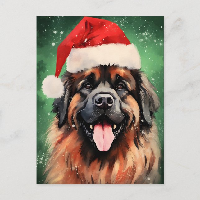 Leonberger Christmas brush painting artwork Postcard (Front)