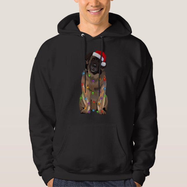 Leonberger Christmas Lights Xmas Dog Lover Santa H Hoodie (Front)