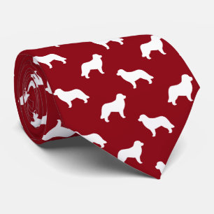Leonberger Dog Breed Silhouettes Pattern Red Tie