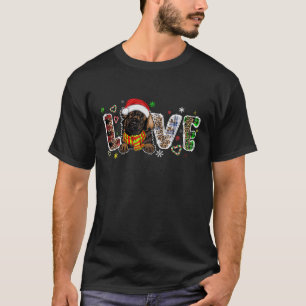 Leonberger Dog Lover Santa Hat Leopard Plaid Xmas T-Shirt