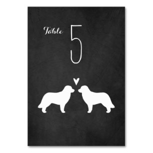 Leonberger Dog Silhouettes Wedding Reception Table Number