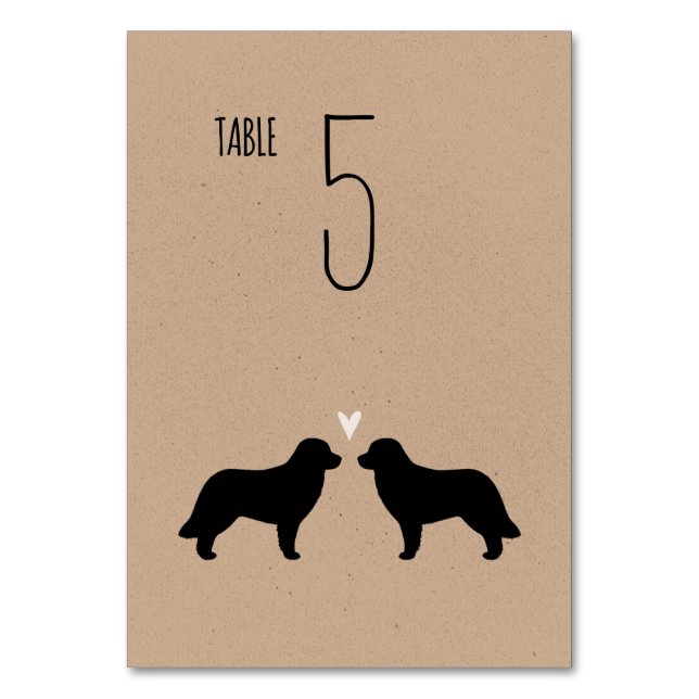 Leonberger Dog Silhouettes Wedding Reception Table Number (Front)